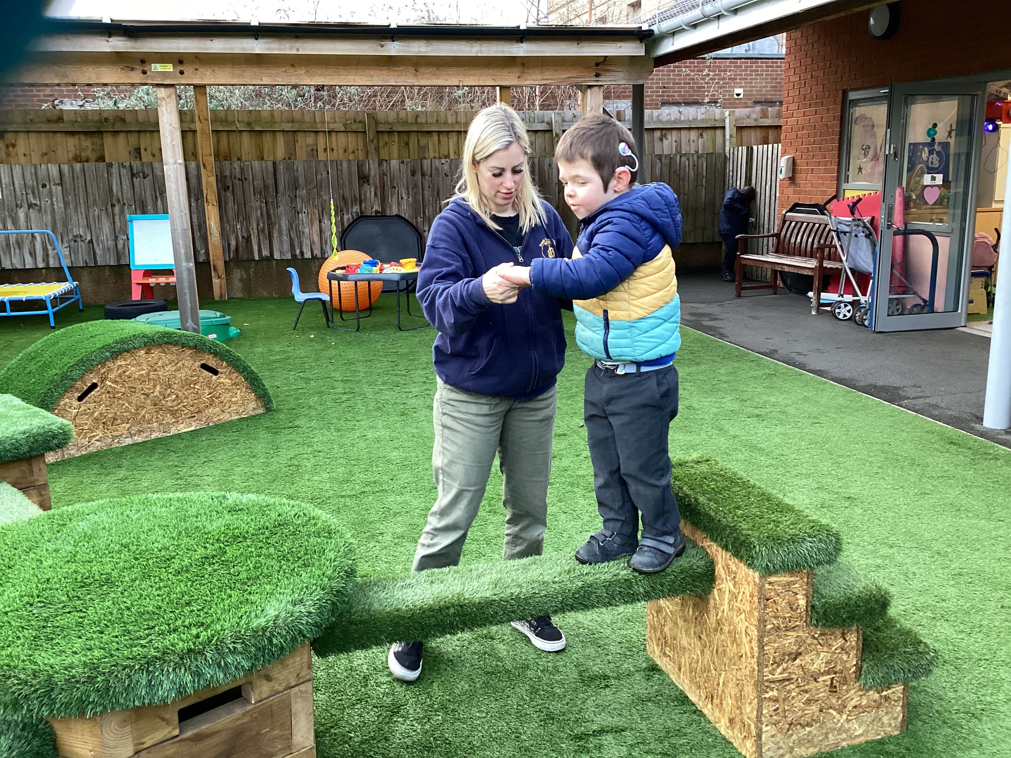 Children working with therapists